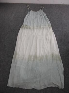Illia Dress Womens Petite 00P White Blue Tie Dye Rayon Slip Maxi Leather Trim